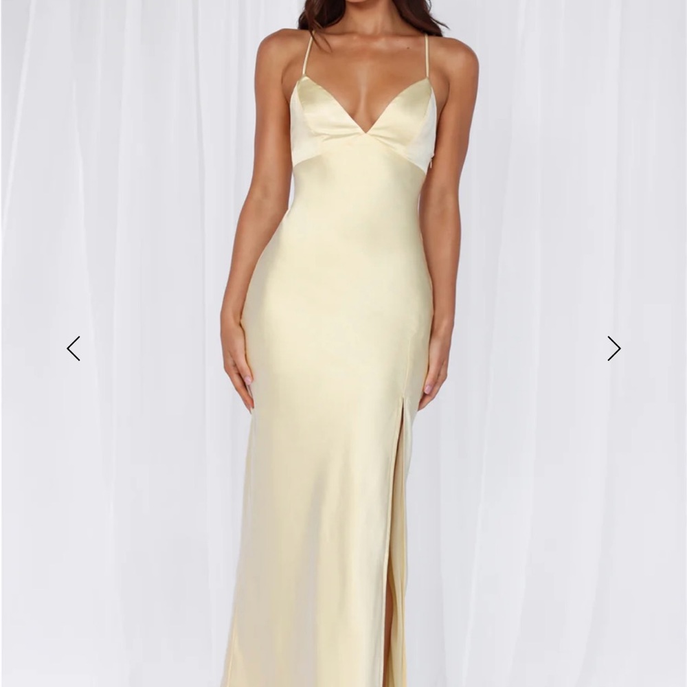 THE SOPHIA SATIN MAXI DRESS YELLOW by Hello Molly - Picture 2 of 9